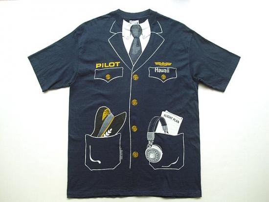 騙し絵ＴシャツPILOT柄/Hanes BEEFY-Ｔ 1980年代通販ディアハンター仙台