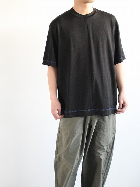 Cale (カル) Washable Wool Jersey Crew Neck T-Shirt / Black