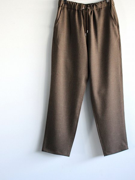 FLISTFIA (フリストフィア)　Semi Wide Relaxed Pants / Polyester Tweed - Olive Brown