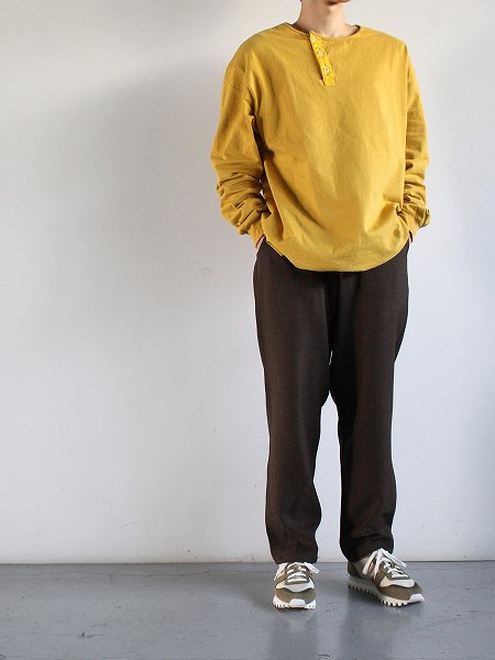 FLISTFIA (フリストフィア)　Semi Wide Relaxed Pants / Polyester Tweed - Olive Brown