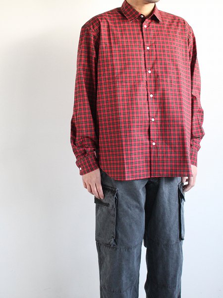 OLDMANS TAILOR　DOUBLE POCKET SHIRTS / RED CHECK