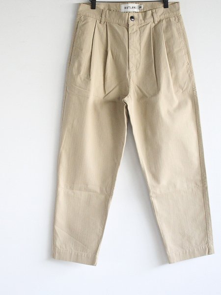 OUTLAND (アウトランド) Pantalon Double Pleats Herringbone beige