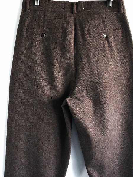 OUTLAND (アウトランド) Pantalon Double Pleats Wool marron chiné;