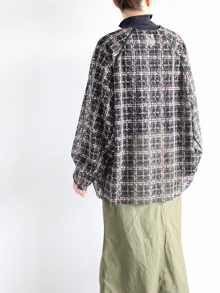 RHODOLIRION (ロドリリオン)　Lace Oversized V Neck Shirt / Black