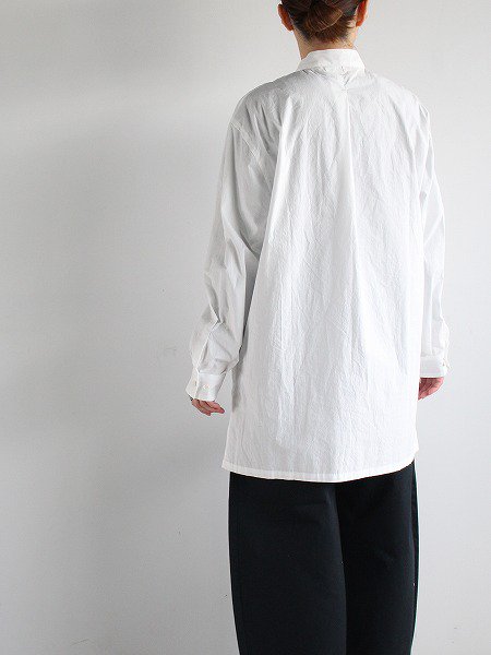 THE HINOKI OG Cotton Stand Collar Shirt / WHITE