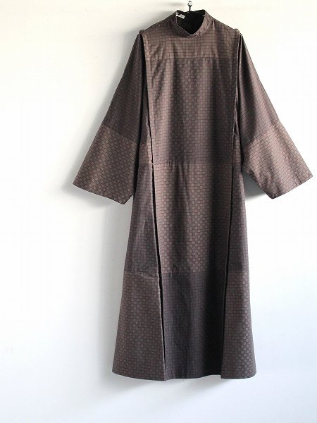 THE HINOKI OG Cotton Checker Dobby Geometric Dress / BROWN CHECK × GRAY CHECK