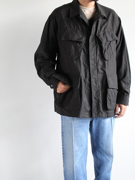blurhmsROOTSTOCK Cotton Linen Combat Tropical Jacket - Black
