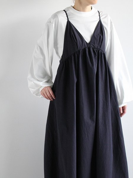 unfil (アンフィル)　chambray weather cloth camisole dress / navy (WHSP-131)