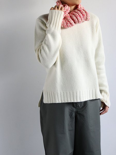 eleven 2nd Wool Cashmere Mini Rib Muffler - Hand Knitted