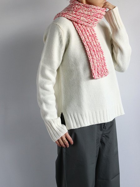 eleven 2nd Wool Cashmere Mini Rib Muffler - Hand Knitted