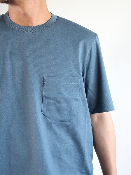 Cale (カル) 80/2 鹿の子 Crew Neck T-Shirt / Blue