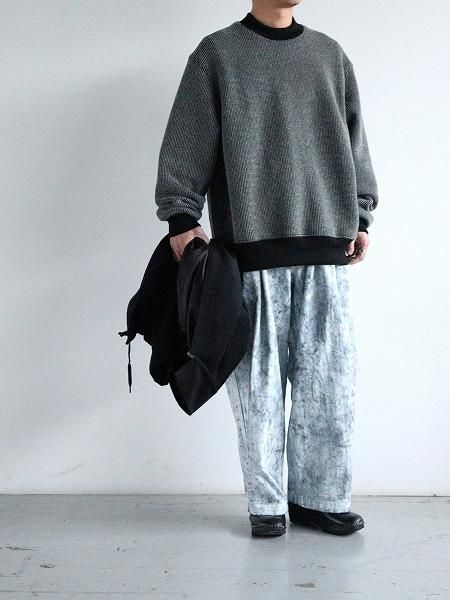 Cale (カル) Wool Cotton Jacquard Pullover / Black (C243U03B01)