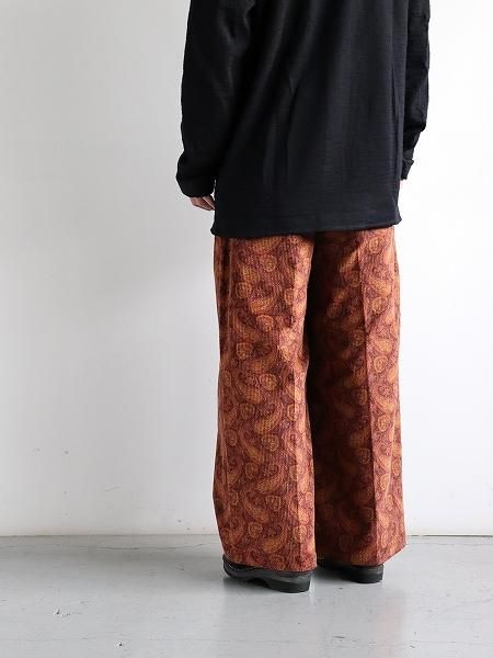 aieTucked Wide Pant - 8W Corduroy / Paisley Printed - Orange (NS933)