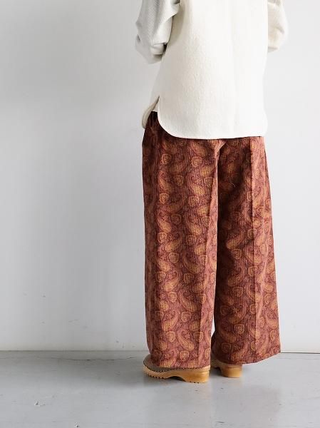 aieTucked Wide Pant - 8W Corduroy / Paisley Printed - Orange (NS933)