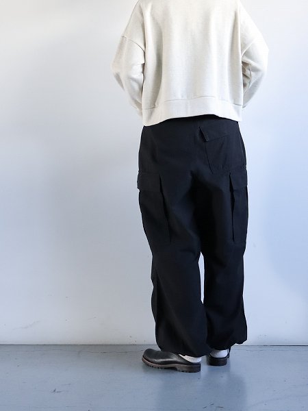 ARMY TWILLBack Satin Cargo Pants / BLACK