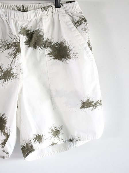 ARMY TWILL Print Cotton/Polyester Plain Baker Shorts / Snow Camo - WHITE