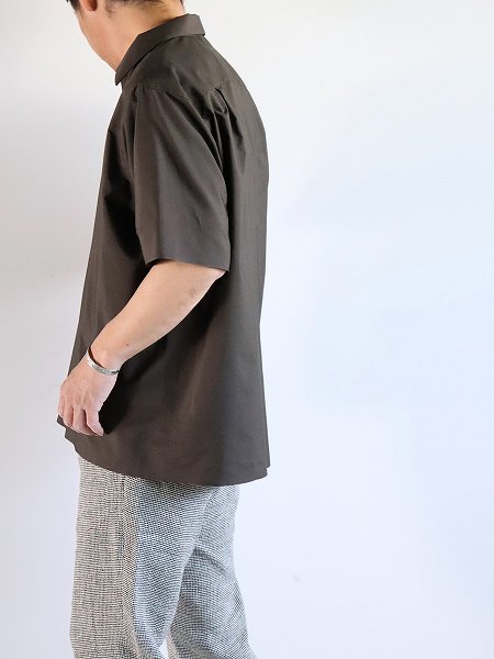 KIMURACardigan shirt with collar - finx cotton (ץ) / D.BROWN