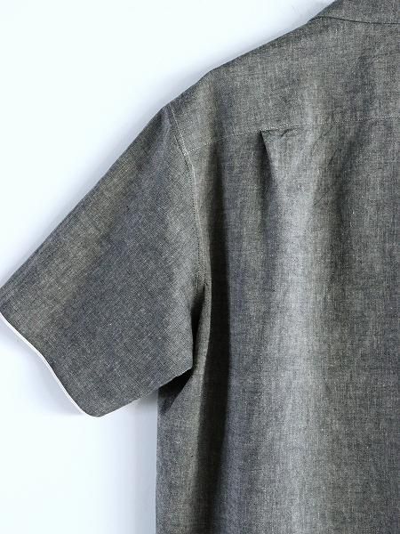 KIMURA convertible collor shirt H/S BLACK CHAMBRAY ( С֥륫顼)