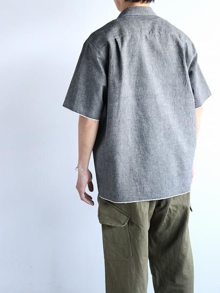 KIMURA convertible collor shirt H/S BLACK CHAMBRAY ( С֥륫顼)
