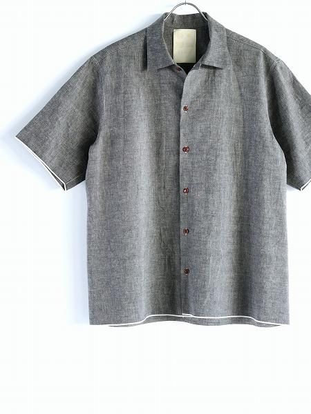 KIMURA convertible collor shirt H/S BLACK CHAMBRAY ( С֥륫顼)