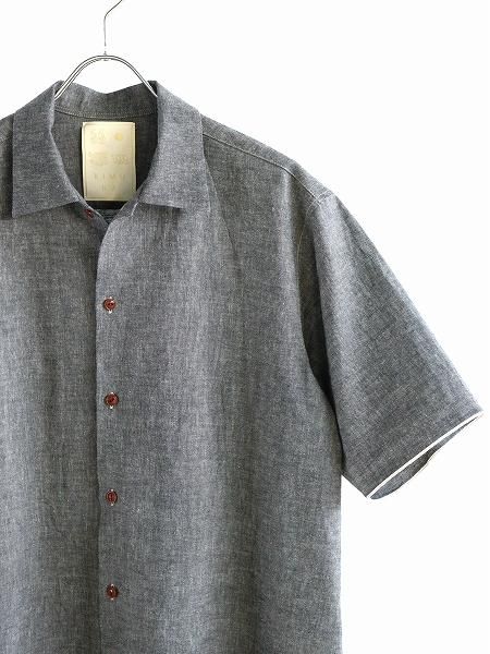 KIMURA convertible collor shirt H/S BLACK CHAMBRAY ( С֥륫顼)