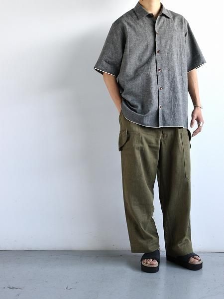 KIMURA convertible collor shirt H/S BLACK CHAMBRAY (С֥륫顼)