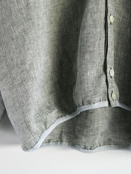 KIMURA narrowing / cardigan_ Albini linen / GREEN CHAMBRAY