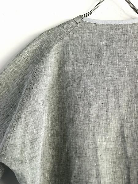KIMURA narrowing / cardigan_ Albini linen / GREEN CHAMBRAY