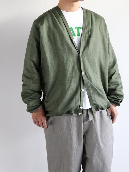KIMURA リネン シャツカーディガン KIMURA narrowing/cardigan - Albini linen / GREEN (シャツ