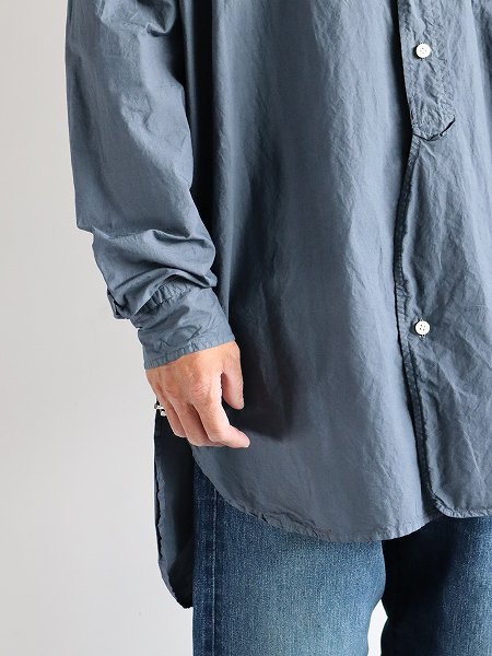 OLDMAN'S TAILOR (ɥޥ󥺥ơ顼)BRITISH OFFICER LONG SHIRT - GARMENT DYE / BLUE GRAY