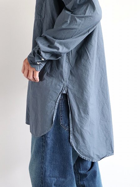 OLDMAN'S TAILOR (ɥޥ󥺥ơ顼)BRITISH OFFICER LONG SHIRT - GARMENT DYE / BLUE GRAY