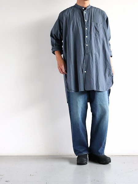 OLDMAN'S TAILOR (ɥޥ󥺥ơ顼)BRITISH OFFICER LONG SHIRT - GARMENT DYE / BLUE GRAY