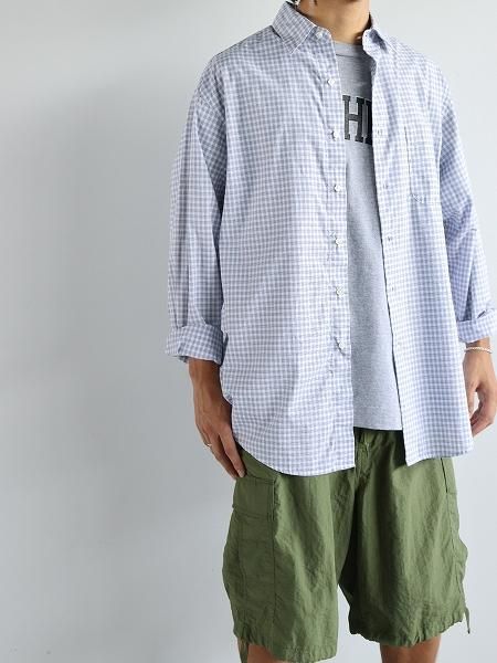 NECESSARY or UNNECESSARY(N.O.UN.) SHIRT LONG / BLUE-CHECK