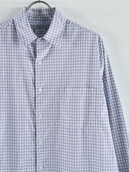 NECESSARY or UNNECESSARY(N.O.UN.) SHIRT LONG / BLUE-CHECK