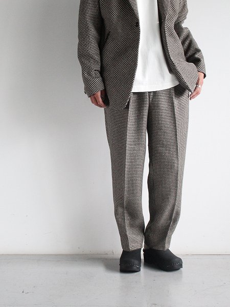 NEEDLES Tucked Side Tab Trouser - Poly Houndstooth / Beige (#NS145)