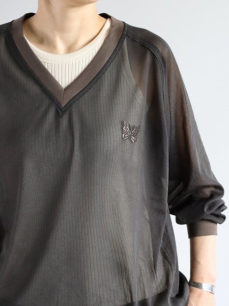 NEEDLES(ˡɥ륺)L/S V Neck Tee - Poly Tricot Chiffon / Charcoal