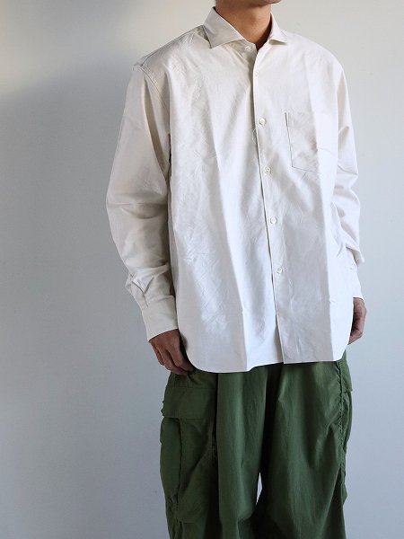 Sans limite (ߥå) BOX WIDE SPREAD COLLAR SHIRT - OXFORD / BEIGE