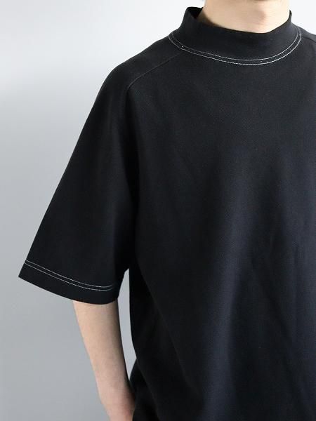 STOCK NO: (ȥåʥС) /  MOCK NECK SHORT SLEEVE TEE / BLACK DYED
