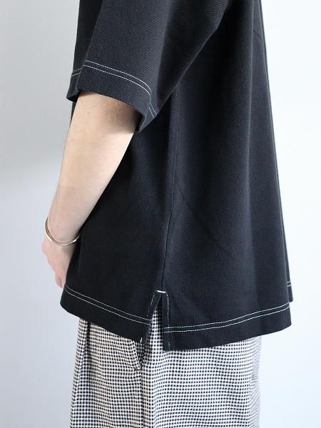 STOCK NO: (ȥåʥС) /  MOCK NECK SHORT SLEEVE TEE / BLACK DYED