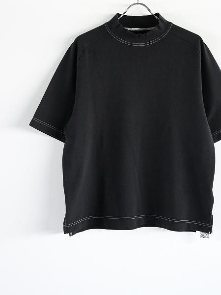 STOCK NO: (ȥåʥС) /  MOCK NECK SHORT SLEEVE TEE / BLACK DYED