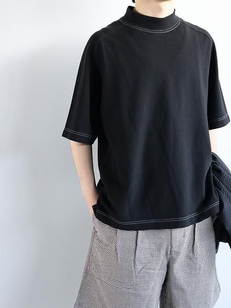STOCK NO: (ȥåʥС) /  MOCK NECK SHORT SLEEVE TEE / BLACK DYED