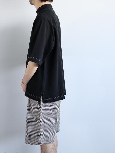 STOCK NO: (ȥåʥС) /  MOCK NECK SHORT SLEEVE TEE / BLACK DYED