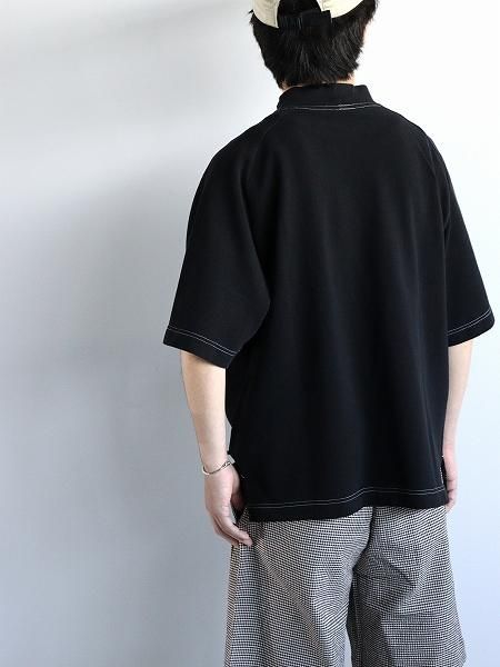 STOCK NO: (ȥåʥС) /  MOCK NECK SHORT SLEEVE TEE / BLACK DYED