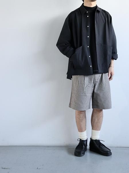 STOCK NO: (ȥåʥС) /  MOCK NECK SHORT SLEEVE TEE / BLACK DYED