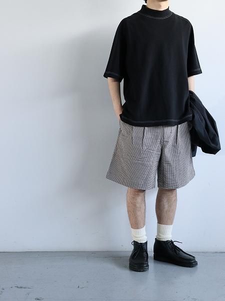 STOCK NO: (ȥåʥС) /  MOCK NECK SHORT SLEEVE TEE / BLACK DYED