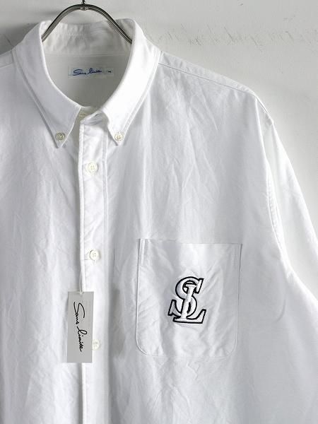 名品！Sans limite サンリミット オックスフォード 半袖 ホワイト Sans limite (サンリミット) 刺繍 ボックス BDシャツ