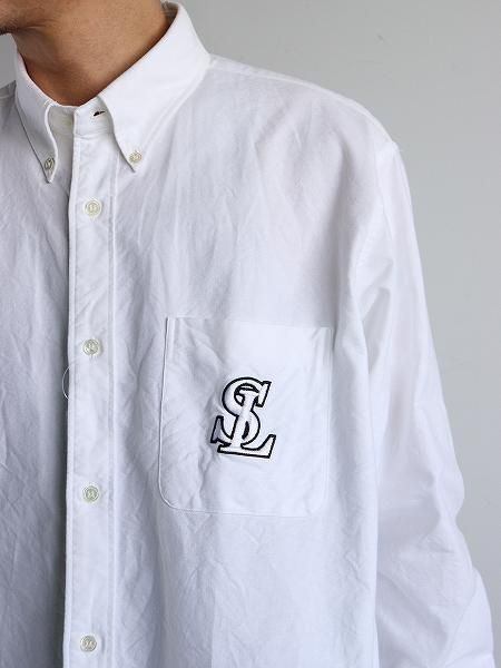 名品！Sans limite サンリミット オックスフォード 半袖 ホワイト Sans limite (サンリミット) 刺繍 ボックス BDシャツ