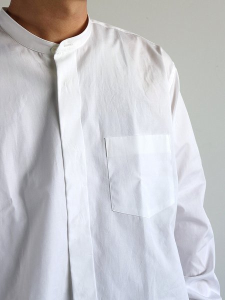 Sans limite (サンリミット) BOX STAND COLLAR 比翼 SHIRTS - DOUBLE CUFFS / WHITE