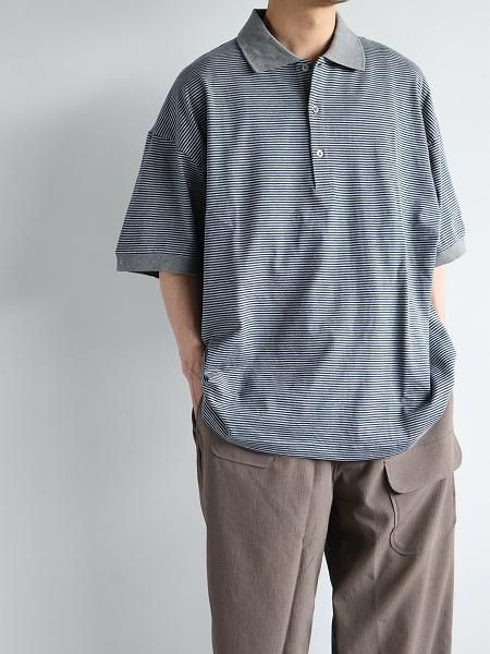 Porter Classic ݡ饷åH/W BEATNIK BORDER POLO SHIRT / GRAY BLUE