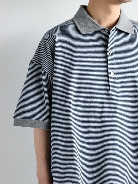 Porter Classic ݡ饷åH/W BEATNIK BORDER POLO SHIRT / GRAY BLUE